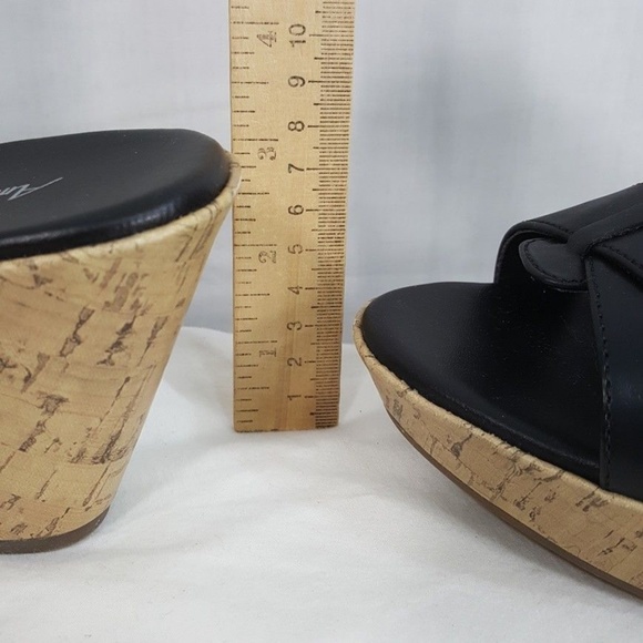 AE Madison Cork Heel Sandal Black Platform Shoe - Picture 8 of 8